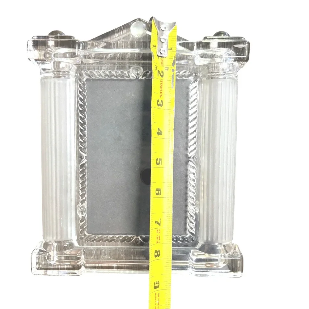 Vintage Neoclassical Glass Picture Frame Greek Column Pediment Clear 4x6 Photo